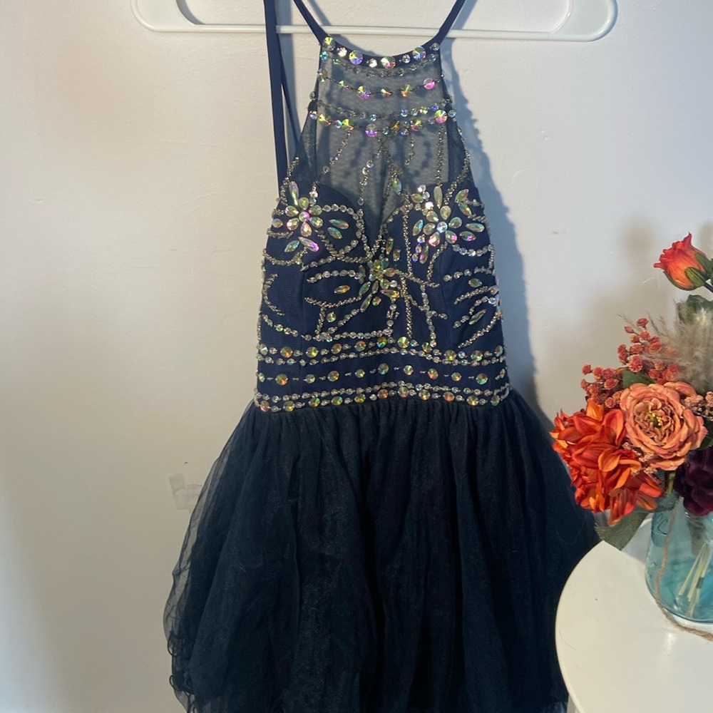Homecoming/Winterfest/Event Blue Bedazzled Mini Dress